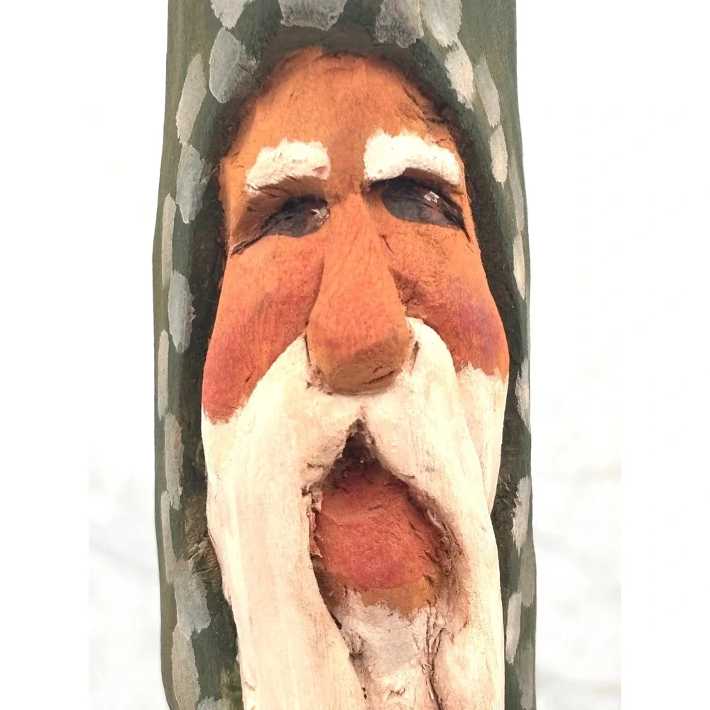 Hand Carved Wood Santa Figure Brenda Yeager Moore '97 Folk Art Christmas Carving